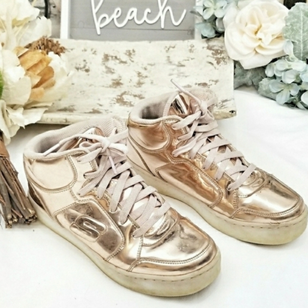 SKECHERS HIGH TOP ROSE GOLD SNEAKER SIZE 5.5